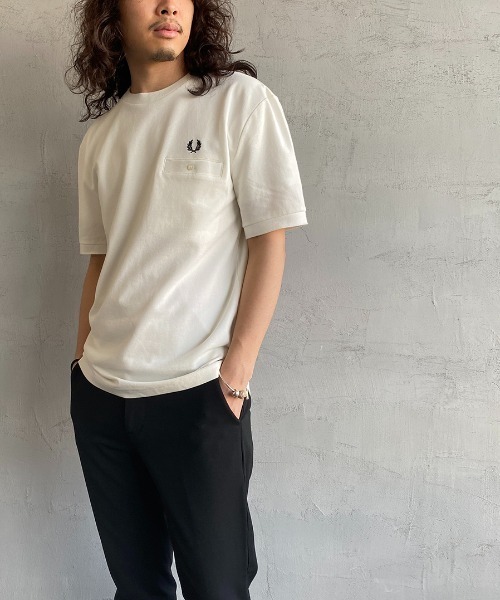 [FREDPERRY/フレッドペリー]ワンポイントロゴ刺繍鹿の子ポケットTシャツ