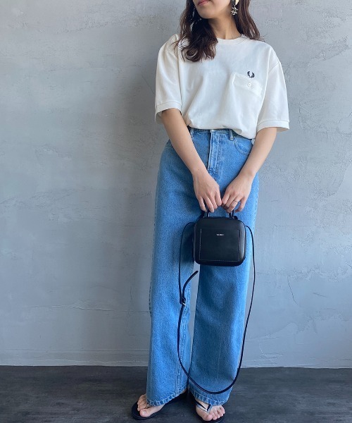 FRED PERRY/フレッドペリー] ワンポイントロゴ刺繍 鹿の子ポケットT