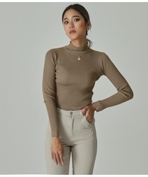 [選べる2タイプ丈]プチハイネックリブトップス