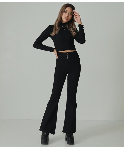 ANAP（アナップ）の「[選べる2タイプ丈]プチハイネックリブトップス（Tシャツ/カットソー・レディース・オフホワイト/グレー/ベージュ/ブルー/ピンク/ブラック・TALL/SHORT）」の22枚目の写真