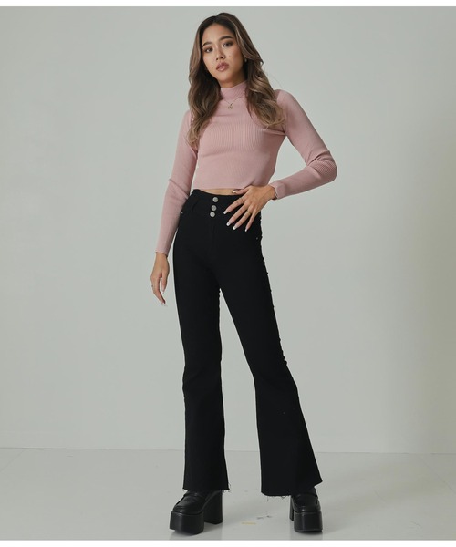 ANAP（アナップ）の「[選べる2タイプ丈]プチハイネックリブトップス（Tシャツ/カットソー・レディース・オフホワイト/グレー/ベージュ/ブルー/ピンク/ブラック・TALL/SHORT）」の12枚目の写真