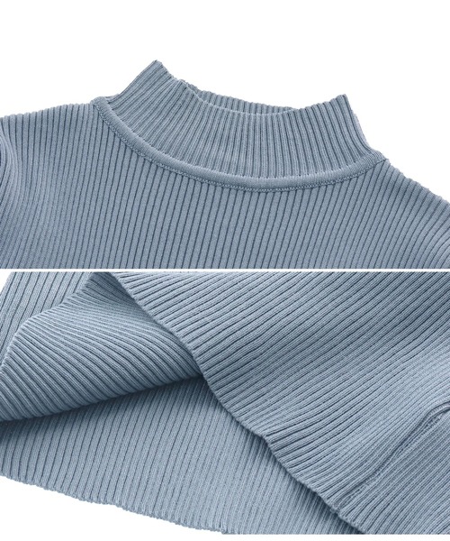 ANAP（アナップ）の「[選べる2タイプ丈]プチハイネックリブトップス（Tシャツ/カットソー・レディース・オフホワイト/グレー/ベージュ/ブルー/ピンク/ブラック・TALL/SHORT）」の10枚目の写真