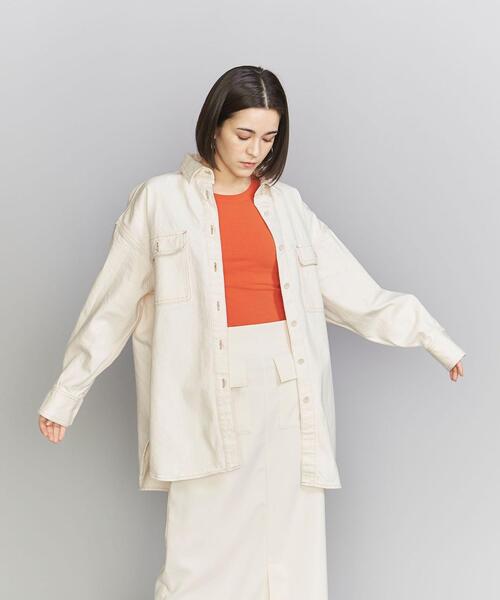 BEAUTY&YOUTH UNITED ARROWS（ビューティーアンドユースユナイテッドアローズ）の「BY コットンデニム ビッグ シャツ -ウォッシャブル-（シャツ/ブラウス・レディース・オフホワイト/コバルトブルー・FREE）」の3枚目の写真