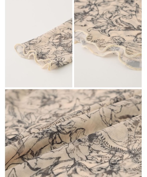 Re:EDIT（リエディ）の「[神山まりあさん着用]フラワープリントチュールネットトップス（Tシャツ/カットソー・レディース・ベージュ/ブルー/チャコールグレー・LARGE/MEDIUM）」の18枚目の写真