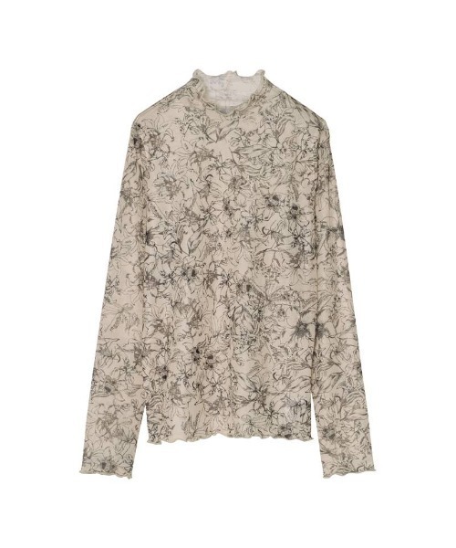 Re:EDIT（リエディ）の「[神山まりあさん着用]フラワープリントチュールネットトップス（Tシャツ/カットソー・レディース・ベージュ/ブルー/チャコールグレー・LARGE/MEDIUM）」の19枚目の写真