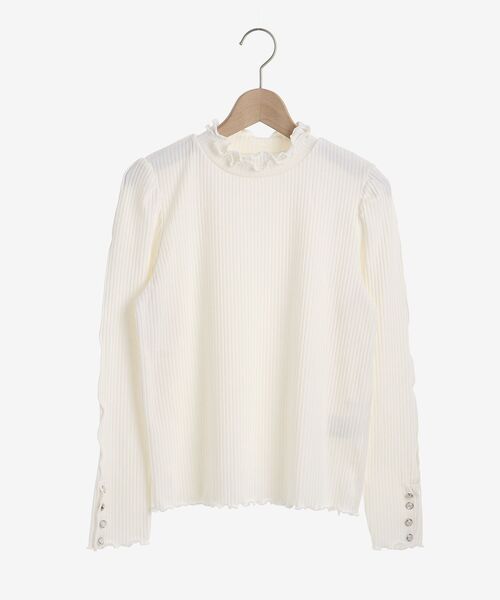 MAJESTIC LEGON（マジェスティックレゴン）の「袖ボタンメロウトップス（Tシャツ/カットソー・レディース・アイボリー/ライトグレー/ブラック・MEDIUM）」の2枚目の写真