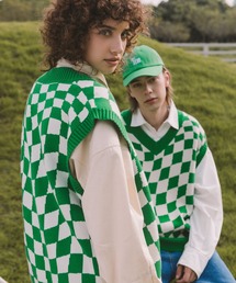 Lazy Tokyo チェッカーフラッグニットベスト