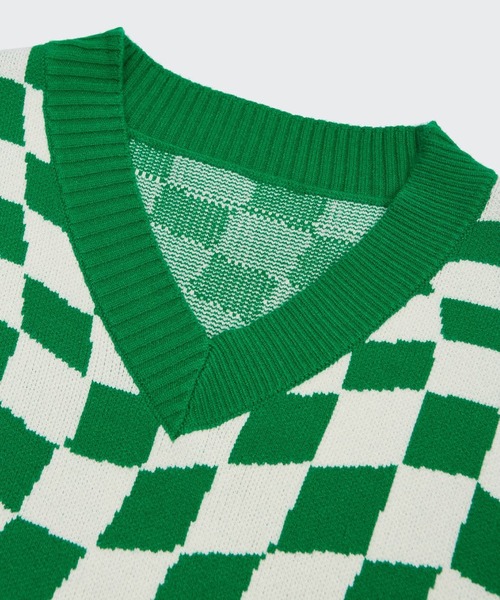 CORPUS TOKYO（コーパス トーキョー）の「Lazy Tokyo チェッカーフラッグニットベスト（ベスト・メンズ・ブラック/グリーン・1/2/3）」の19枚目の写真