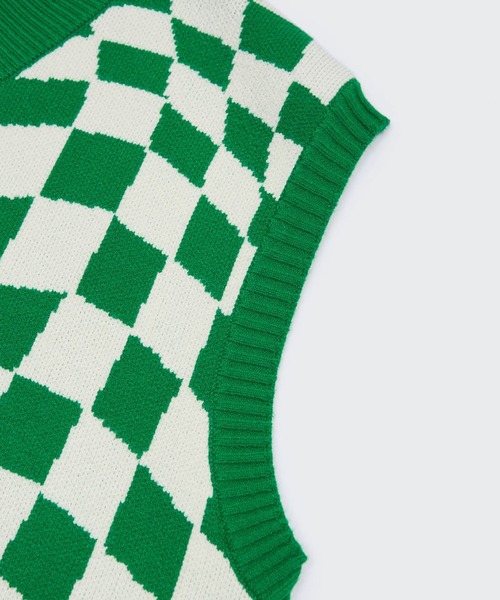 CORPUS TOKYO（コーパス トーキョー）の「Lazy Tokyo チェッカーフラッグニットベスト（ベスト・メンズ・ブラック/グリーン・1/2/3）」の20枚目の写真