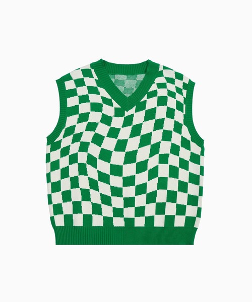 CORPUS TOKYO（コーパス トーキョー）の「Lazy Tokyo チェッカーフラッグニットベスト（ベスト・メンズ・ブラック/グリーン・1/2/3）」の17枚目の写真