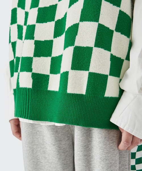 CORPUS TOKYO（コーパス トーキョー）の「Lazy Tokyo チェッカーフラッグニットベスト（ベスト・メンズ・ブラック/グリーン・1/2/3）」の14枚目の写真
