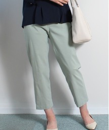 【M~5L 大きいサイズ】ストレッチ スリット入り 9分丈 パンツ