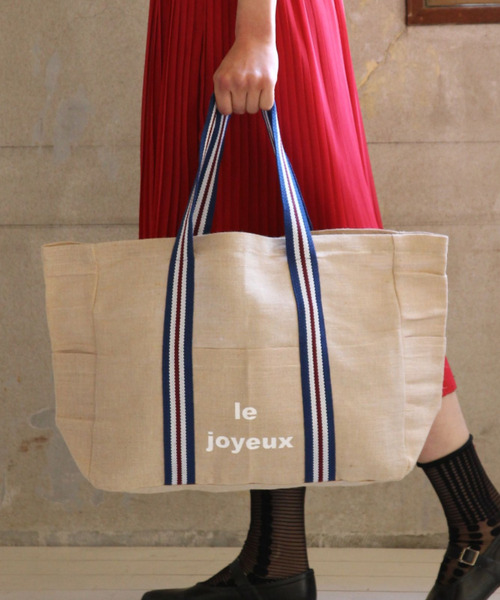 SPICE OF LIFE（スパイス オブ ライフ）の「インポート インド製 LESS DRESS TOTE BAG ジュート×コットン混 横長トートバッグ Lサイズ [Wisteria/ウィステリア]（トートバッグ・レディース・ベージュ系その他/ベージュ系その他2/ベージュ系その他3・ONE SIZE）」の3枚目の写真
