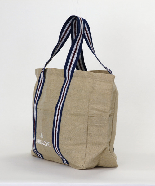 SPICE OF LIFE（スパイス オブ ライフ）の「インポート インド製 LESS DRESS TOTE BAG ジュート×コットン混 横長トートバッグ Lサイズ [Wisteria/ウィステリア]（トートバッグ・レディース・ベージュ系その他/ベージュ系その他2/ベージュ系その他3・ONE SIZE）」の9枚目の写真