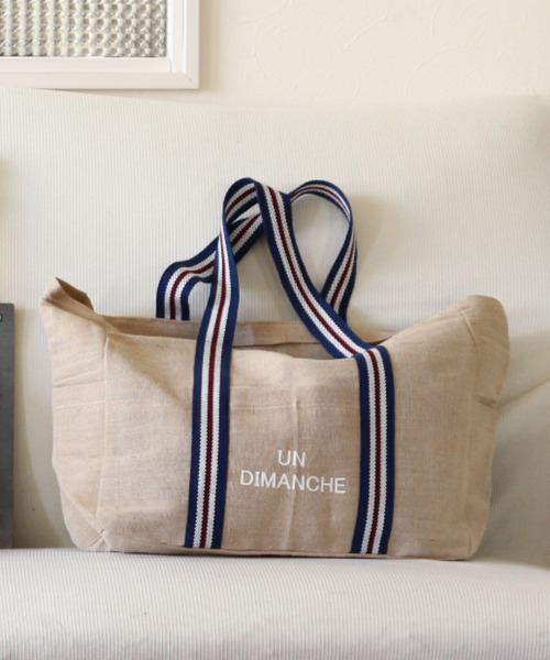 SPICE OF LIFE（スパイス オブ ライフ）の「インポート インド製 LESS DRESS TOTE BAG ジュート×コットン混 横長トートバッグ Lサイズ [Wisteria/ウィステリア]（トートバッグ・レディース・ベージュ系その他/ベージュ系その他2/ベージュ系その他3・ONE SIZE）」の7枚目の写真