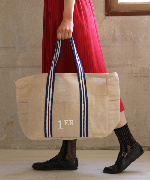 SPICE OF LIFE（スパイス オブ ライフ）の「インポート インド製 LESS DRESS TOTE BAG ジュート×コットン混 横長トートバッグ Lサイズ [Wisteria/ウィステリア]（トートバッグ・レディース・ベージュ系その他/ベージュ系その他2/ベージュ系その他3・ONE SIZE）」の15枚目の写真
