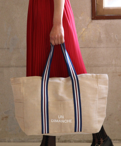 SPICE OF LIFE（スパイス オブ ライフ）の「インポート インド製 LESS DRESS TOTE BAG ジュート×コットン混 横長トートバッグ Lサイズ [Wisteria/ウィステリア]（トートバッグ・レディース・ベージュ系その他/ベージュ系その他2/ベージュ系その他3・ONE SIZE）」の4枚目の写真