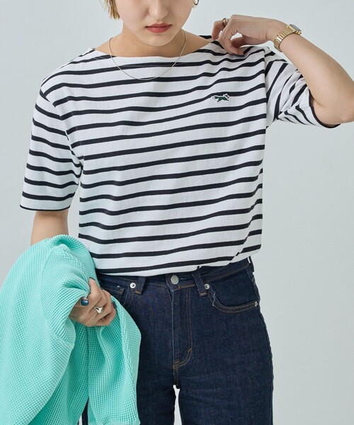 FREAK'S STORE（フリークスストア）の「TOWN CRAFT × FREAK'S STORE/タウンクラフト × フリークスストア　別注 ボートネック半袖Tシャツ（Tシャツ/カットソー・レディース・ホワイト/ブラック/チャコールグレー/レッド/グリーン/ブルー・ﾌﾘ-）」の4枚目の写真