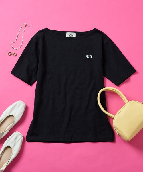 FREAK'S STORE（フリークスストア）の「TOWN CRAFT × FREAK'S STORE/タウンクラフト × フリークスストア　別注 ボートネック半袖Tシャツ（Tシャツ/カットソー・レディース・ホワイト/ブラック/チャコールグレー/レッド/グリーン/ブルー・ﾌﾘ-）」の3枚目の写真