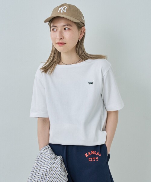 FREAK'S STORE（フリークスストア）の「TOWN CRAFT × FREAK'S STORE/タウンクラフト × フリークスストア　別注 ボートネック半袖Tシャツ（Tシャツ/カットソー・レディース・ホワイト/ブラック/チャコールグレー/レッド/グリーン/ブルー・ﾌﾘ-）」の8枚目の写真