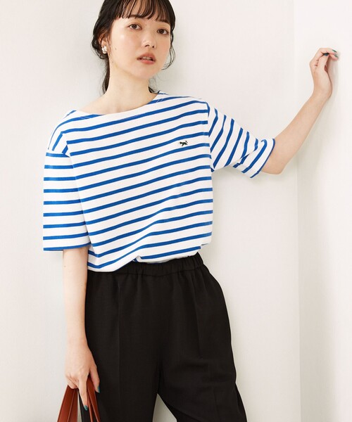 FREAK'S STORE（フリークスストア）の「TOWN CRAFT × FREAK'S STORE/タウンクラフト × フリークスストア　別注 ボートネック半袖Tシャツ（Tシャツ/カットソー・レディース・ホワイト/ブラック/チャコールグレー/レッド/グリーン/ブルー・ﾌﾘ-）」の5枚目の写真