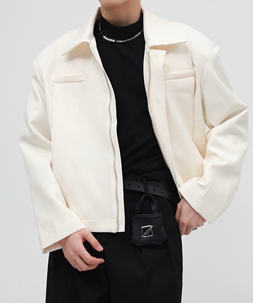 WESTBOY(ウエストボーイ)の「【WB ORIGINALS】Drop Shoulder Short Jacket WO22S2OT02(ブルゾン・メンズ・ホワイト/ブラック・M/L/XL)」の2枚目の写真