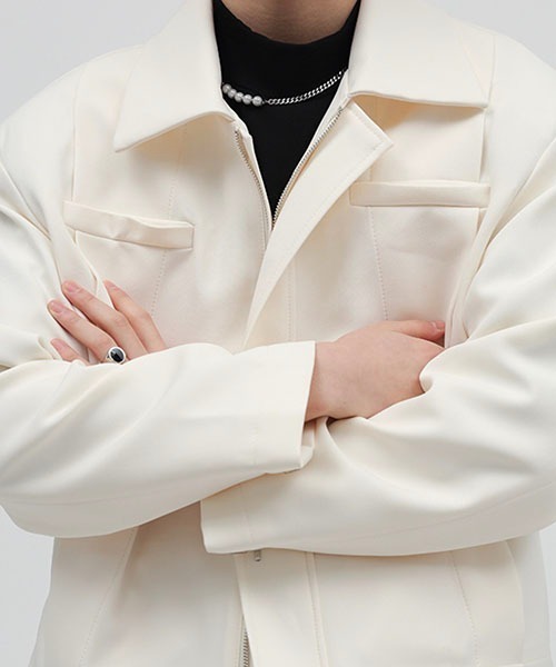 WESTBOY(ウエストボーイ)の「【WB ORIGINALS】Drop Shoulder Short Jacket WO22S2OT02(ブルゾン・メンズ・ホワイト/ブラック・M/L/XL)」の5枚目の写真