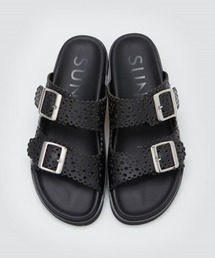 美品 ペリーコ サニー フラットサンダル パンチング カットワーク 35 黒 セール】 PELLICO SUNNY カットワーク フスベットサンダル