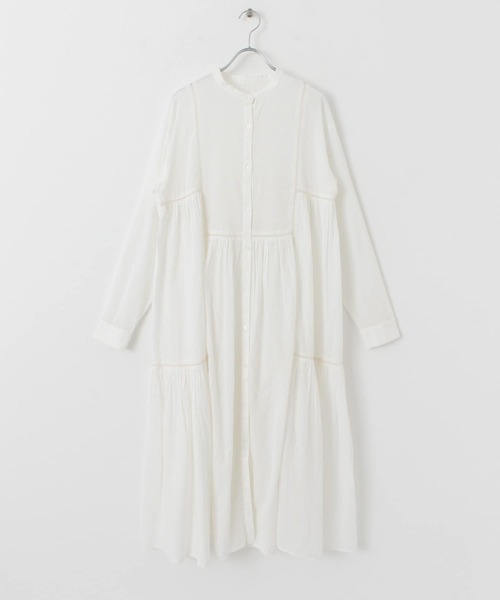 SENSE OF PLACE by URBAN RESEARCH（センスオブプレイスバイアーバンリサーチ）の「インドハシゴレースティアードワンピース（シャツワンピース・レディース・オフホワイト/オレンジ/ブラック・ONE）」の9枚目の写真