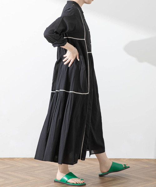 SENSE OF PLACE by URBAN RESEARCH（センスオブプレイスバイアーバンリサーチ）の「インドハシゴレースティアードワンピース（シャツワンピース・レディース・オフホワイト/オレンジ/ブラック・ONE）」の10枚目の写真