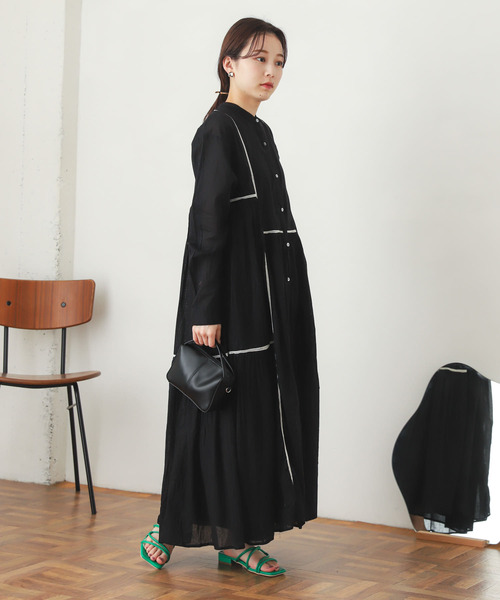 SENSE OF PLACE by URBAN RESEARCH（センスオブプレイスバイアーバンリサーチ）の「インドハシゴレースティアードワンピース（シャツワンピース・レディース・オフホワイト/オレンジ/ブラック・ONE）」の14枚目の写真