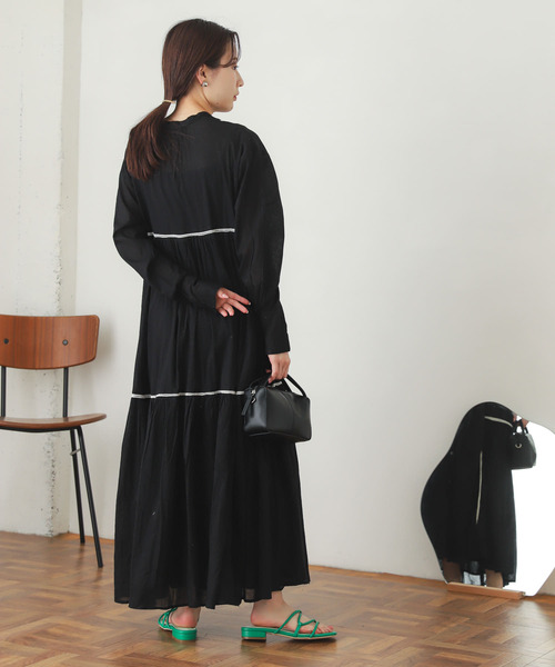 SENSE OF PLACE by URBAN RESEARCH（センスオブプレイスバイアーバンリサーチ）の「インドハシゴレースティアードワンピース（シャツワンピース・レディース・オフホワイト/オレンジ/ブラック・ONE）」の15枚目の写真