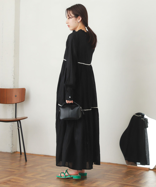 SENSE OF PLACE by URBAN RESEARCH（センスオブプレイスバイアーバンリサーチ）の「インドハシゴレースティアードワンピース（シャツワンピース・レディース・オフホワイト/オレンジ/ブラック・ONE）」の16枚目の写真