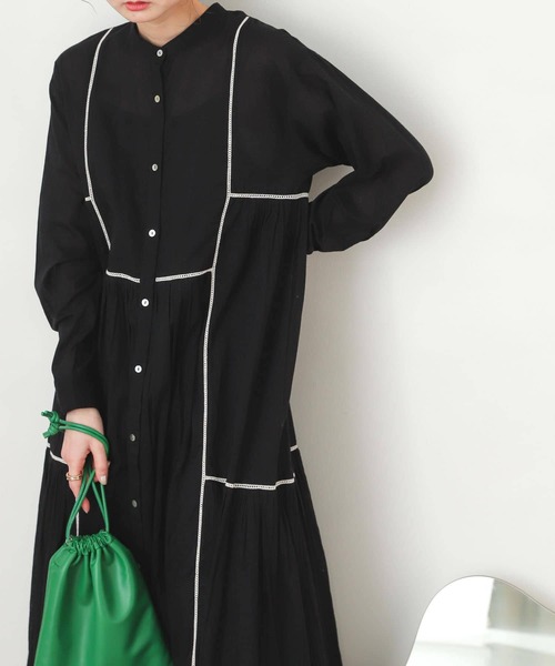 SENSE OF PLACE by URBAN RESEARCH（センスオブプレイスバイアーバンリサーチ）の「インドハシゴレースティアードワンピース（シャツワンピース・レディース・オフホワイト/オレンジ/ブラック・ONE）」の17枚目の写真