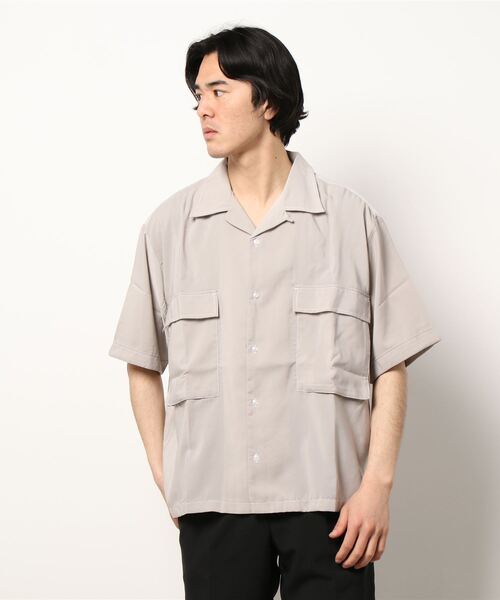 Starting Over（スターティングオーバー）の「ポリステッチングビッグ半袖オープンカラーシャツ（シャツ/ブラウス・メンズ・グリーン/グレー/ブラック/モカ/ホワイト/サックスブルー・M/L）」の3枚目の写真