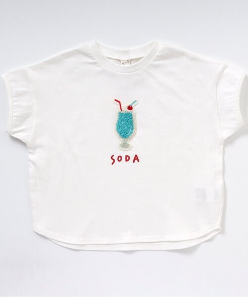 apres les cours（アプレレクール）の「3柄食べ物ワッペンTシャツ（Tシャツ/カットソー・キッズ・ミント/ピンク/オフホワイト・130/80/120/140/90/100/110）」の2枚目の写真