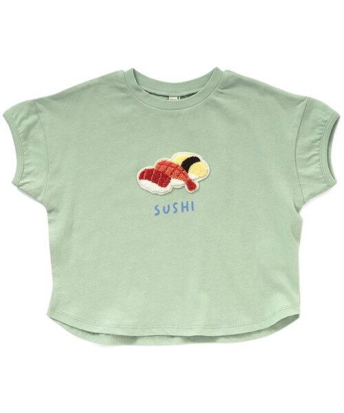 apres les cours（アプレレクール）の「3柄食べ物ワッペンTシャツ（Tシャツ/カットソー・キッズ・ミント/ピンク/オフホワイト・130/80/120/140/90/100/110）」の3枚目の写真