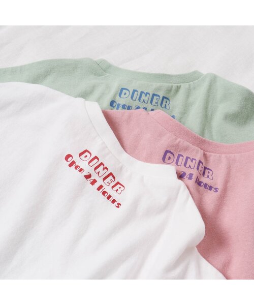 apres les cours（アプレレクール）の「3柄食べ物ワッペンTシャツ（Tシャツ/カットソー・キッズ・ミント/ピンク/オフホワイト・130/80/120/140/90/100/110）」の6枚目の写真