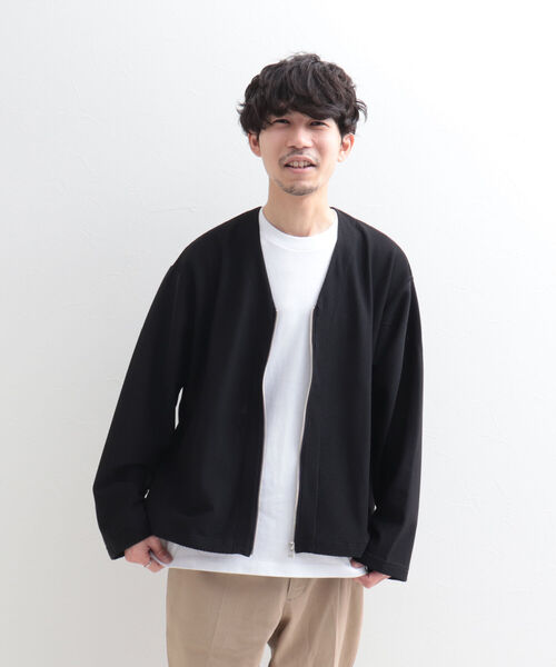 GLOSTER（グロスター）の「【GLOSTER/グロスター】ハニカムメッシュ ジップカーディガン（カーディガン/ボレロ・メンズ・ブラック/ベージュ/ネイビー・LARGE/MEDIUM）」の7枚目の写真