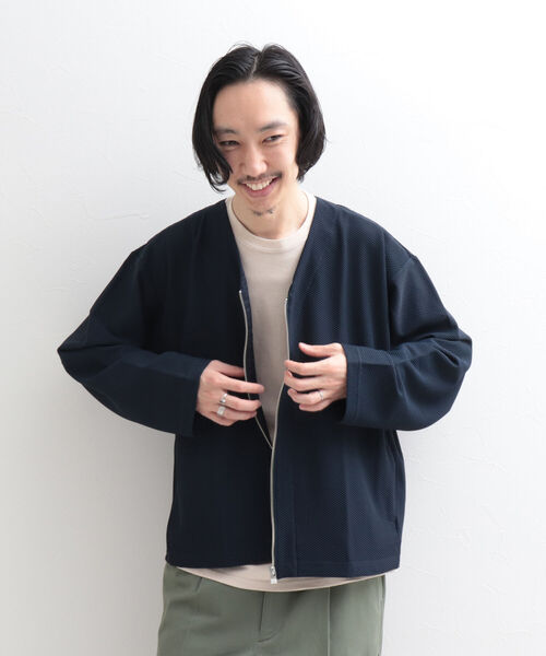 GLOSTER（グロスター）の「【GLOSTER/グロスター】ハニカムメッシュ ジップカーディガン（カーディガン/ボレロ・メンズ・ブラック/ベージュ/ネイビー・LARGE/MEDIUM）」の10枚目の写真