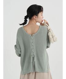 earth music&ecology | 2way片畦バックレースアッププルオーバー(ニット/セーター)