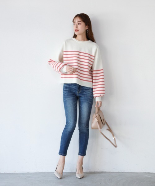 M.deux(エムドゥ)の「スキニーデニム(デニムパンツ・レディース・ホワイト/ネイビー・SMALL/MEDIUM)」の20枚目の写真