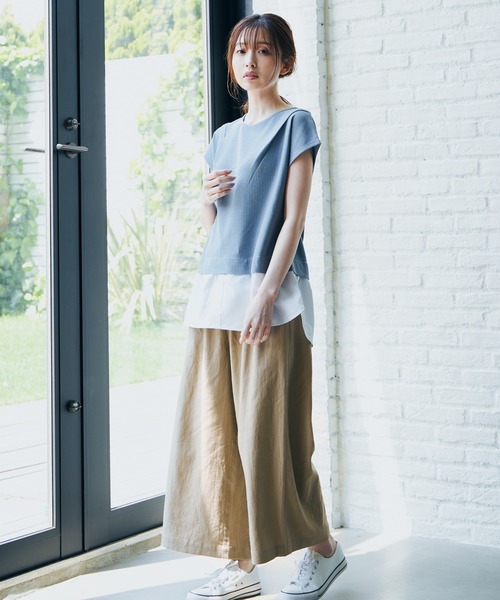ikka(イッカ)の「カットミラノ裾切り替えプルオーバー(Tシャツ/カットソー・レディース・ブラック/ベージュ/グリーン/スカイブルー・S/M/L)」の5枚目の写真