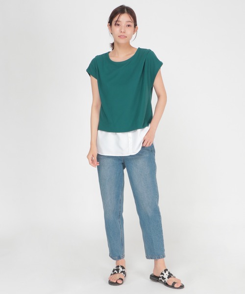 ikka(イッカ)の「カットミラノ裾切り替えプルオーバー(Tシャツ/カットソー・レディース・ブラック/ベージュ/グリーン/スカイブルー・S/M/L)」の11枚目の写真