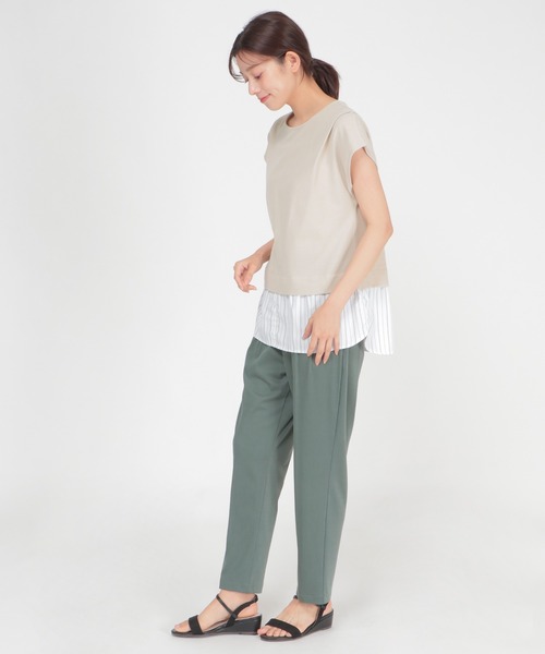 ikka(イッカ)の「カットミラノ裾切り替えプルオーバー(Tシャツ/カットソー・レディース・ブラック/ベージュ/グリーン/スカイブルー・S/M/L)」の9枚目の写真