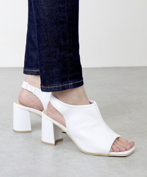 LibertyDoll（リバティードール）の「Liberty Doll / スクエアートゥ　オープントゥ　バックバンド　バックオープンブーツサンダル (4139)（サンダル・レディース・アイボリー/ブラック/ダークブラウン/ホワイト・S/M/L/LL）」の2枚目の写真