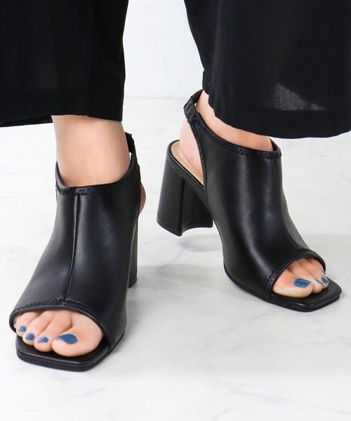 LibertyDoll（リバティードール）の「Liberty Doll / スクエアートゥ　オープントゥ　バックバンド　バックオープンブーツサンダル (4139)（サンダル・レディース・アイボリー/ブラック/ダークブラウン/ホワイト・S/M/L/LL）」の4枚目の写真