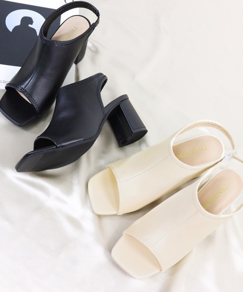 LibertyDoll（リバティードール）の「Liberty Doll / スクエアートゥ　オープントゥ　バックバンド　バックオープンブーツサンダル (4139)（サンダル・レディース・アイボリー/ブラック/ダークブラウン/ホワイト・S/M/L/LL）」の7枚目の写真