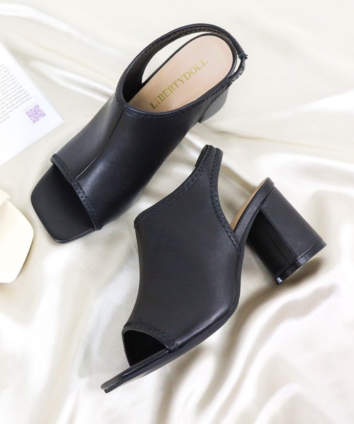 LibertyDoll（リバティードール）の「Liberty Doll / スクエアートゥ　オープントゥ　バックバンド　バックオープンブーツサンダル (4139)（サンダル・レディース・アイボリー/ブラック/ダークブラウン/ホワイト・S/M/L/LL）」の8枚目の写真