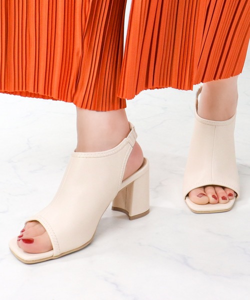 LibertyDoll（リバティードール）の「Liberty Doll / スクエアートゥ　オープントゥ　バックバンド　バックオープンブーツサンダル (4139)（サンダル・レディース・アイボリー/ブラック/ダークブラウン/ホワイト・S/M/L/LL）」の13枚目の写真